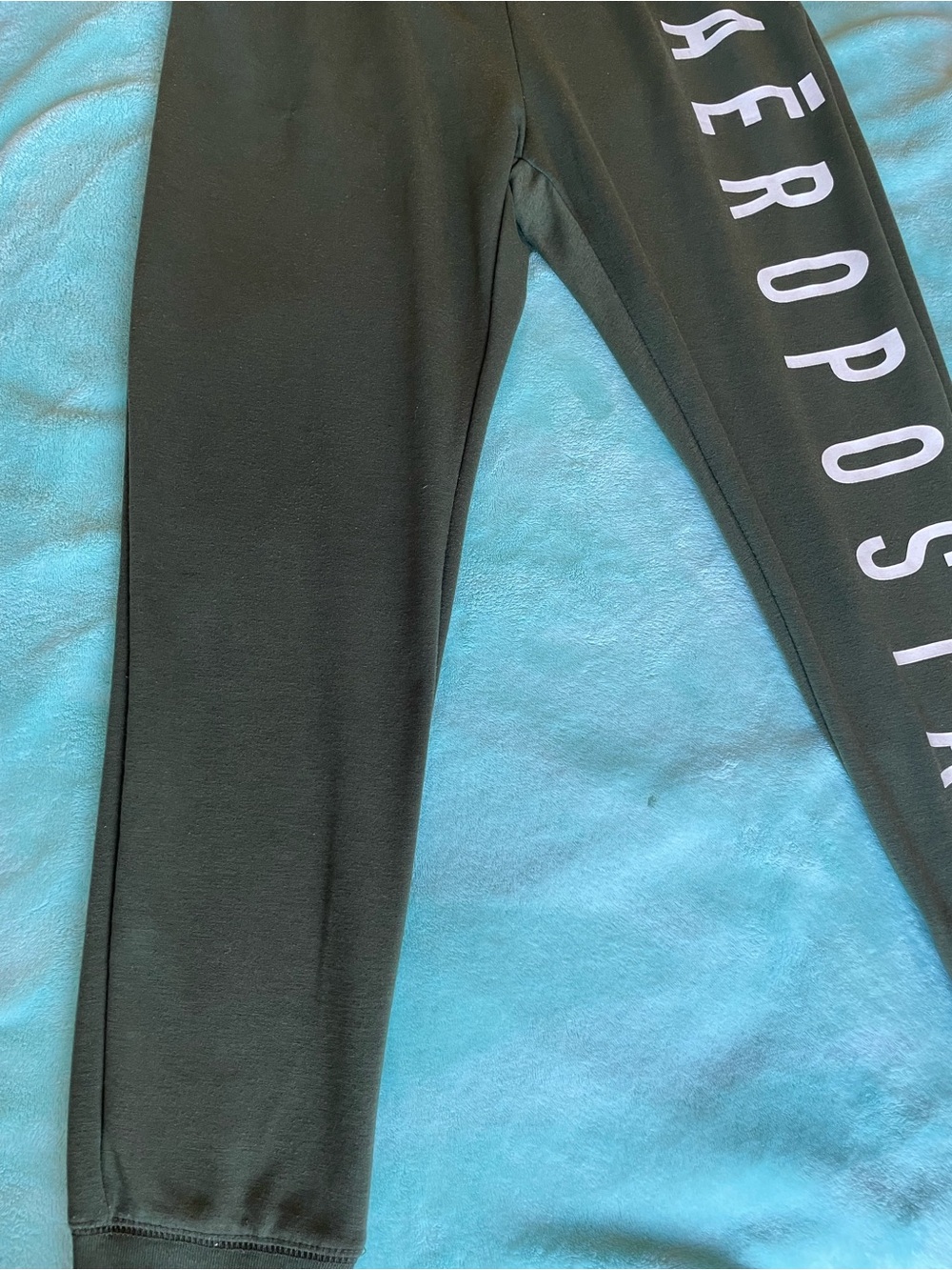 Aéropostale Olive Green Vertical Block Logo Fleece Joggers M - Picture 4 of 9